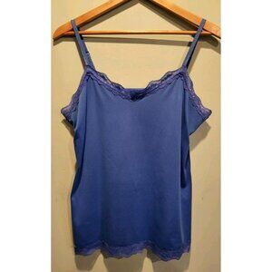 Y2K Royal Blue Lace Trim Cami Tank Top Fashion Bug Sz XL